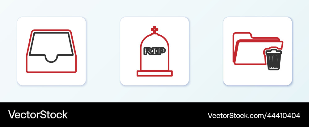 Set line delete folder social media inbox Vector Image