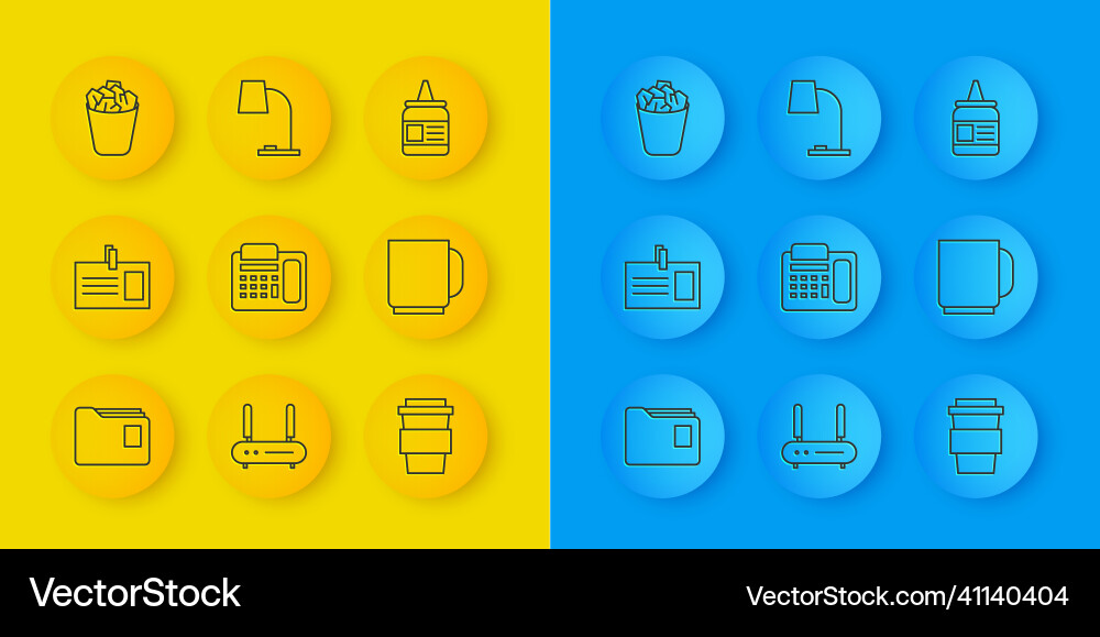 Set line document folder identification badge vector image