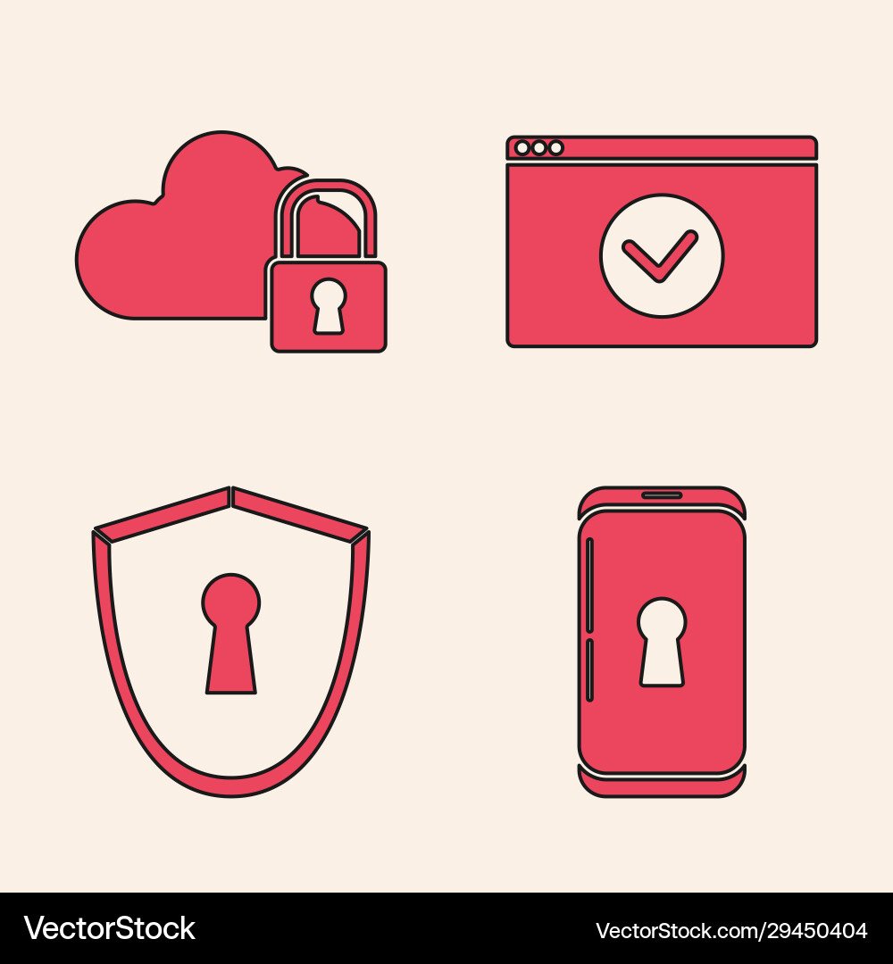 Set smartphone with lock cloud computing Set smartphone with lock cloud computing vector image