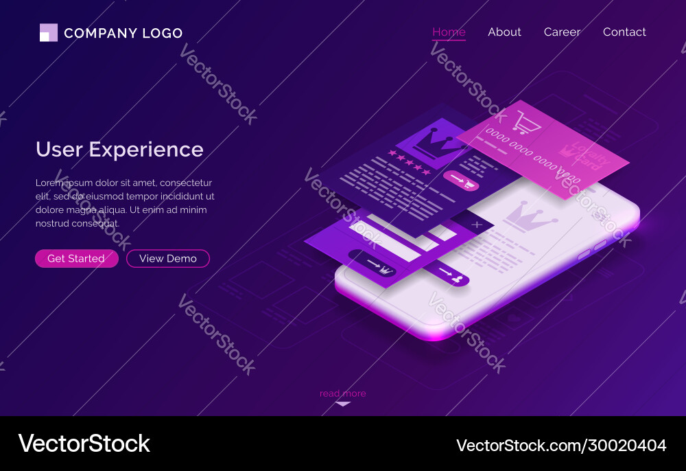 User experience ui ux isometric landing page User experience ui ux isometric landing page vector image