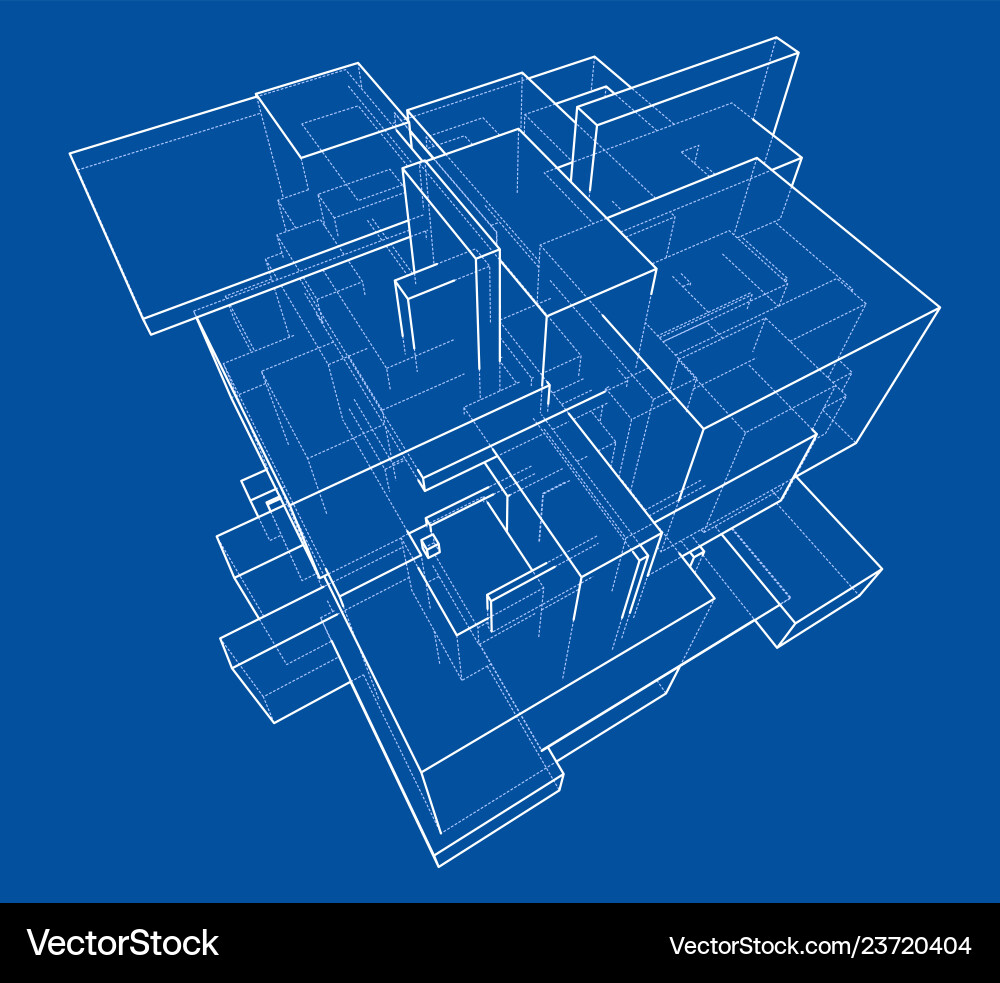 Wireframe boxes sketch style vector image