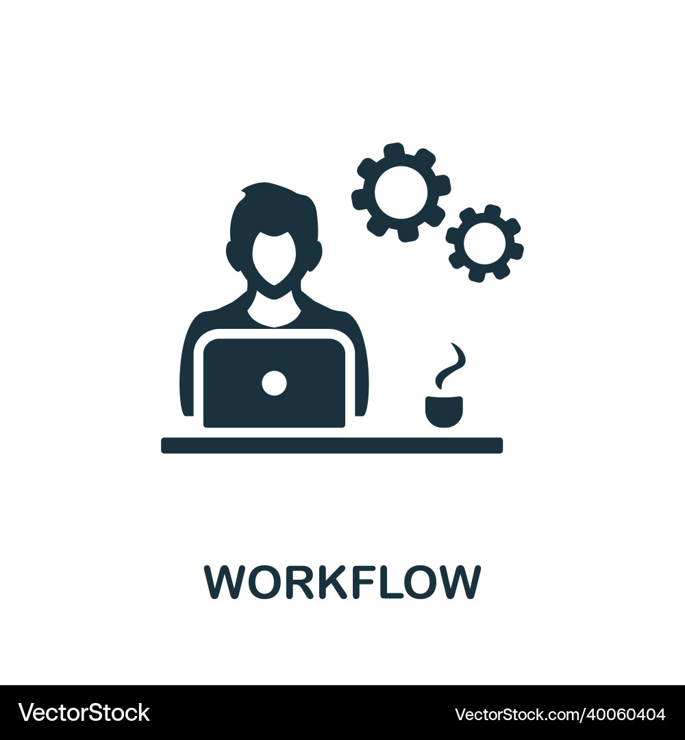 Workflow icon monochrome sign from project Workflow icon monochrome sign from project vector image