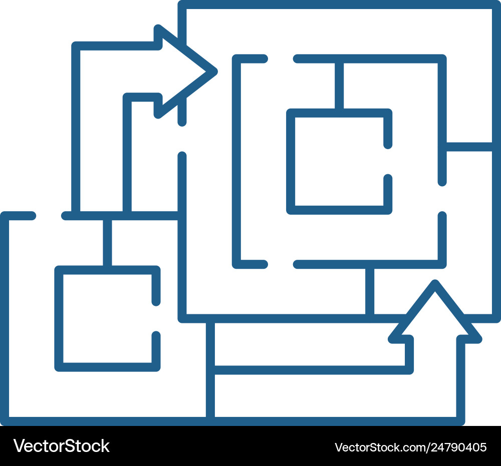 Algorithm game line icon concept vector image