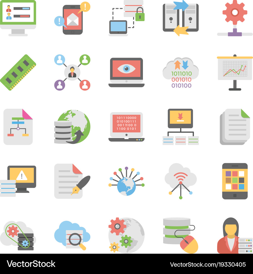 Cloud computing icons set 8 vector image