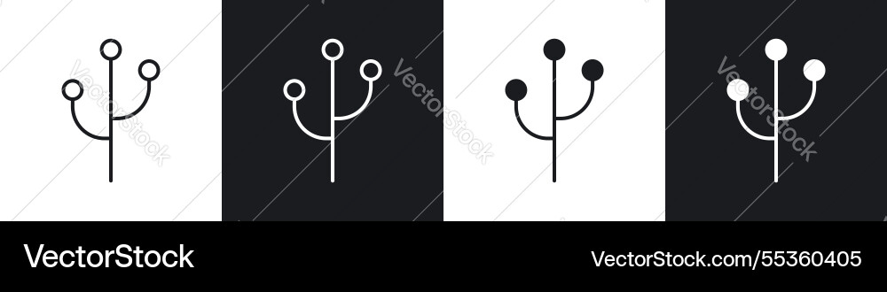 Code branch icons collection in black and white Code branch icons collection in black and white vector image