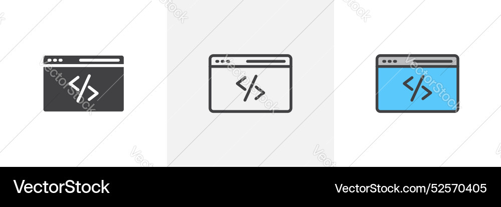 Code Icon Set - Web Development vector image