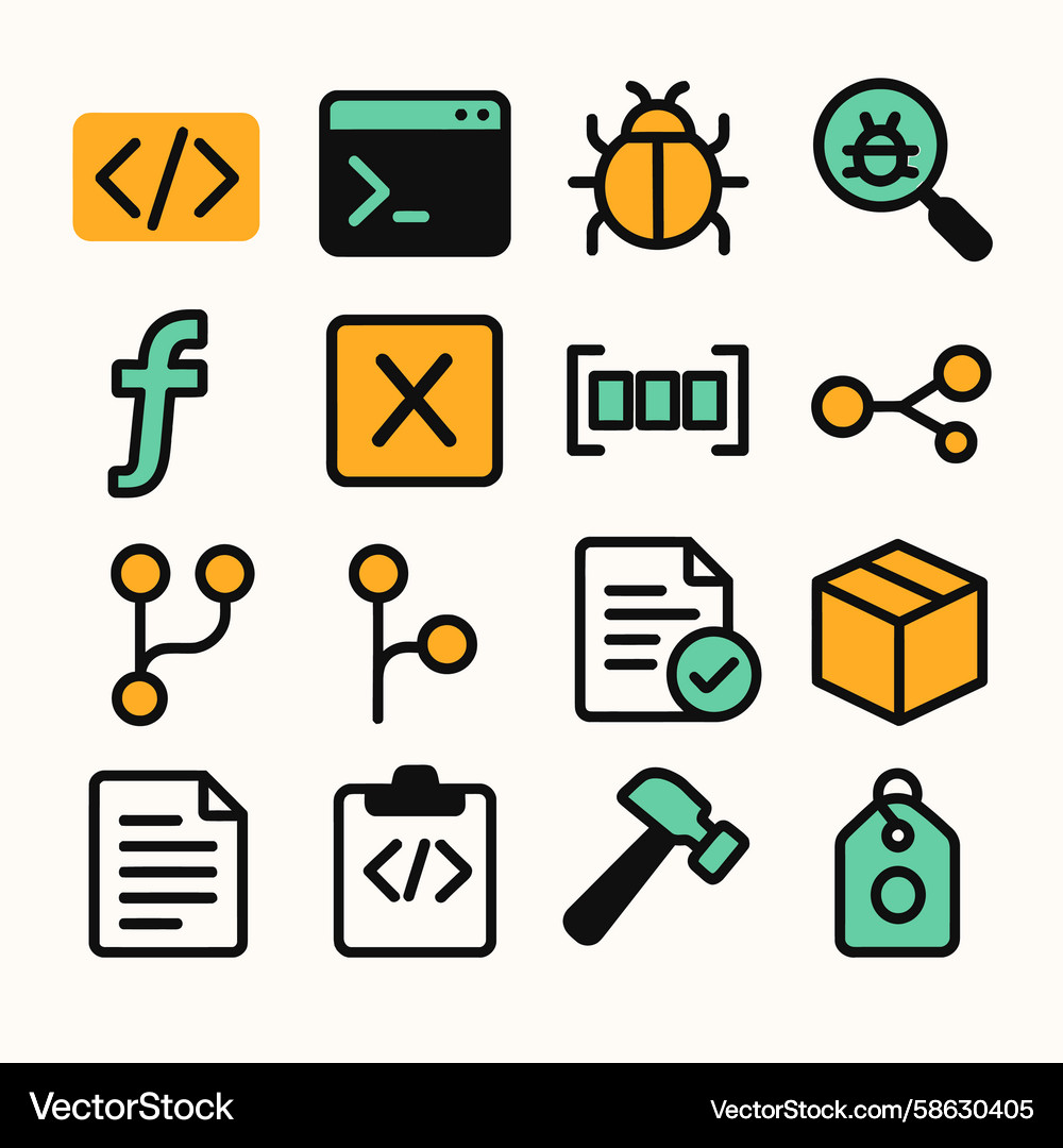 Coding Bug Icon Set Vector Image