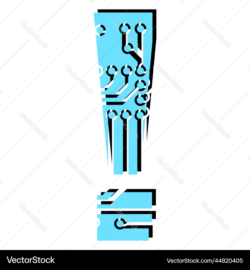 Exclamation point perforated with pcb circuit Exclamation point perforated with pcb circuit vector image