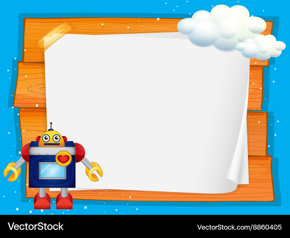 Frame design with robot and cloud vector image