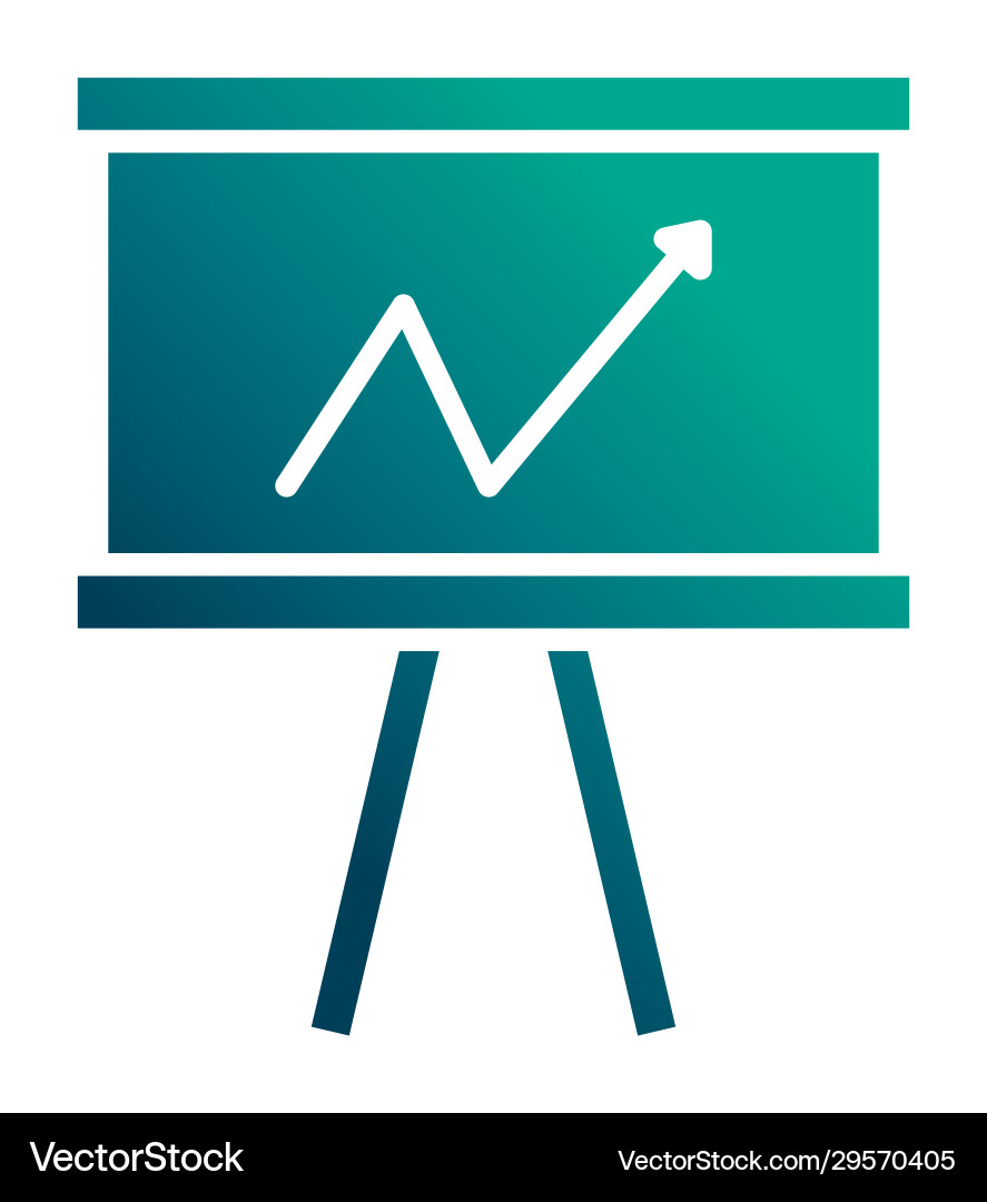 Graph with arrow gradient style icon vector image