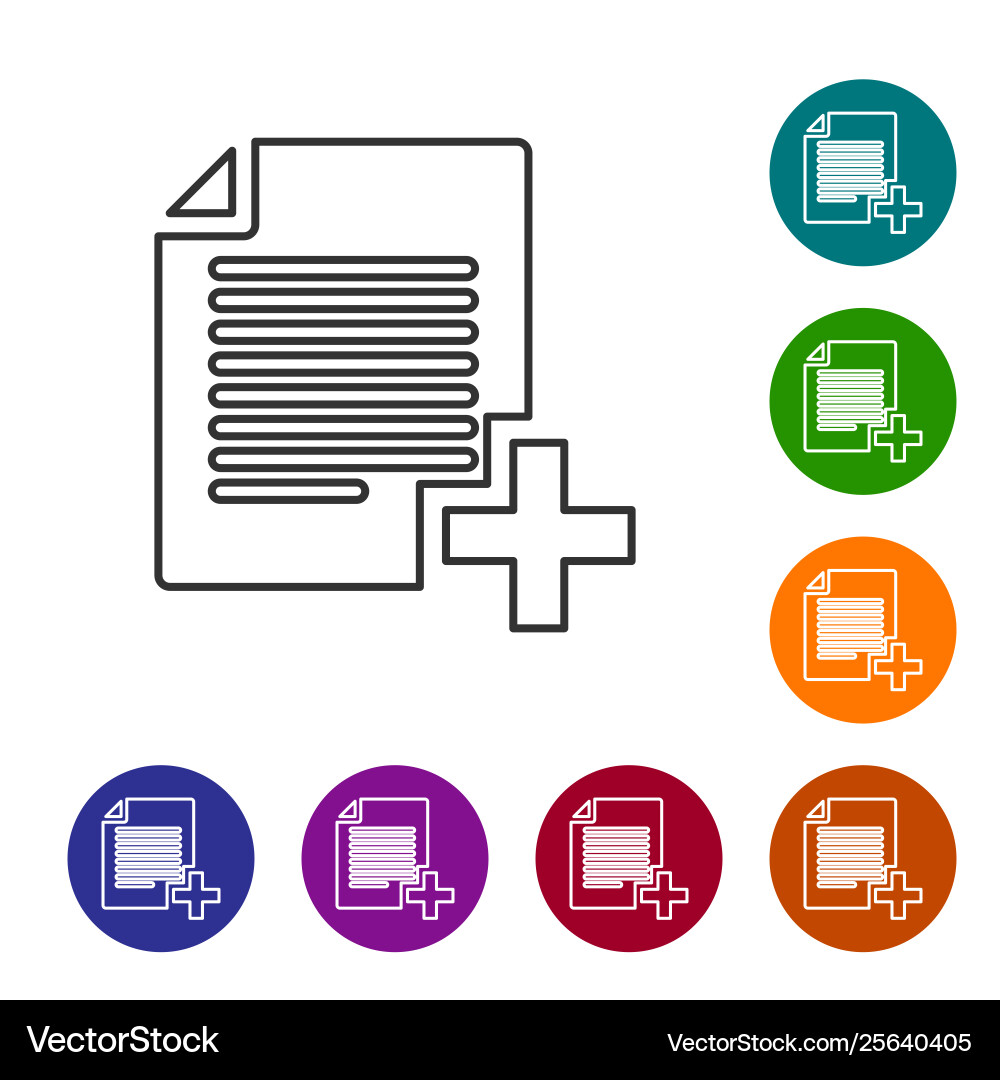 Grey add new file line icon isolated on white vector image