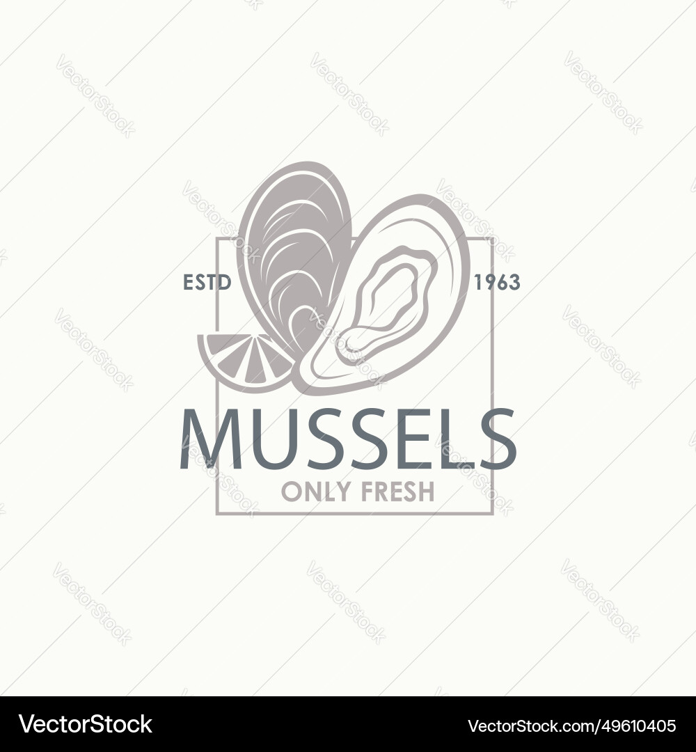 Mussel shell label Vector Image