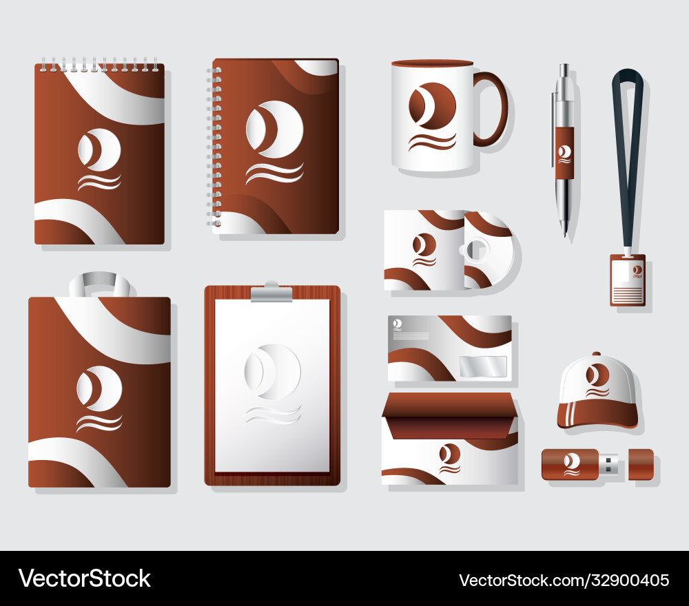 Notebooks and set branding icons Vector Image