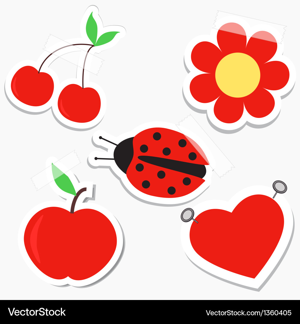 Red Sticky Elements - Scrapbook Decorations Vector Image