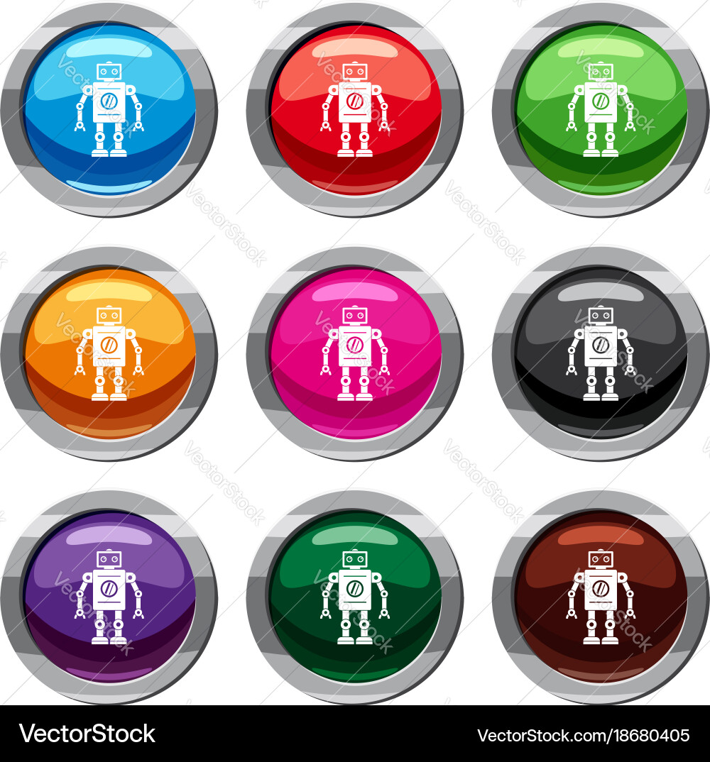 Retro robot set 9 collection vector image