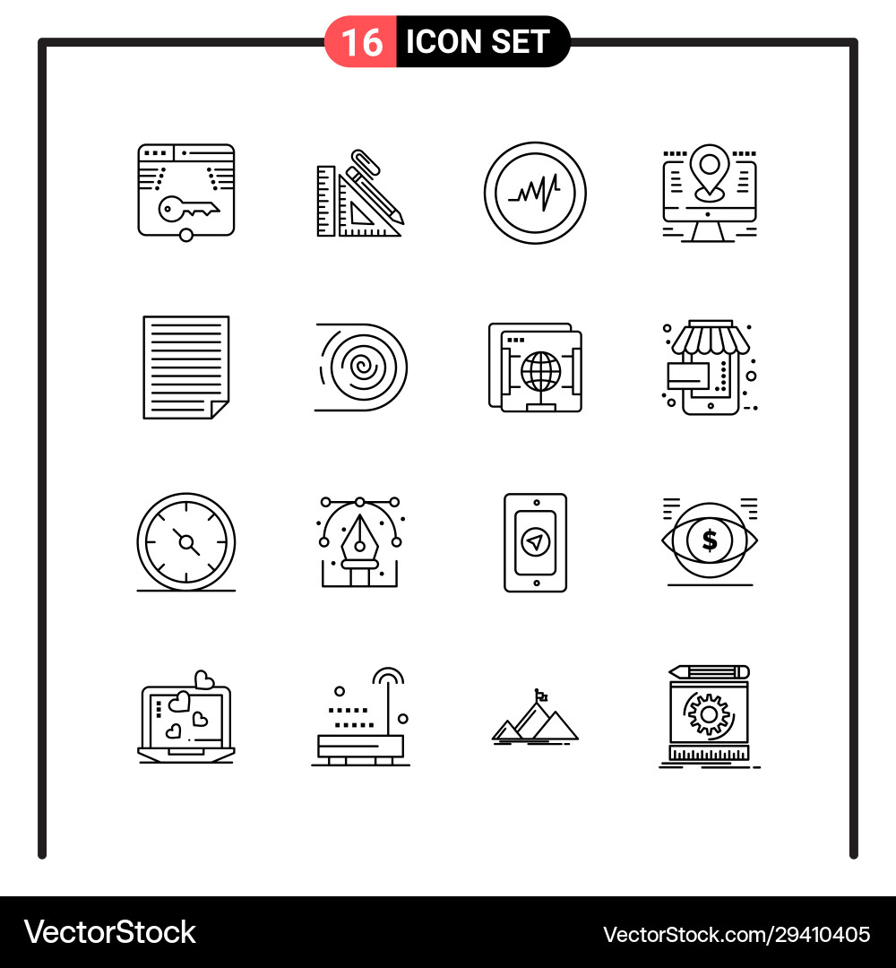 Set 16 line style icons for web and mobile Set 16 line style icons for web and mobile vector image