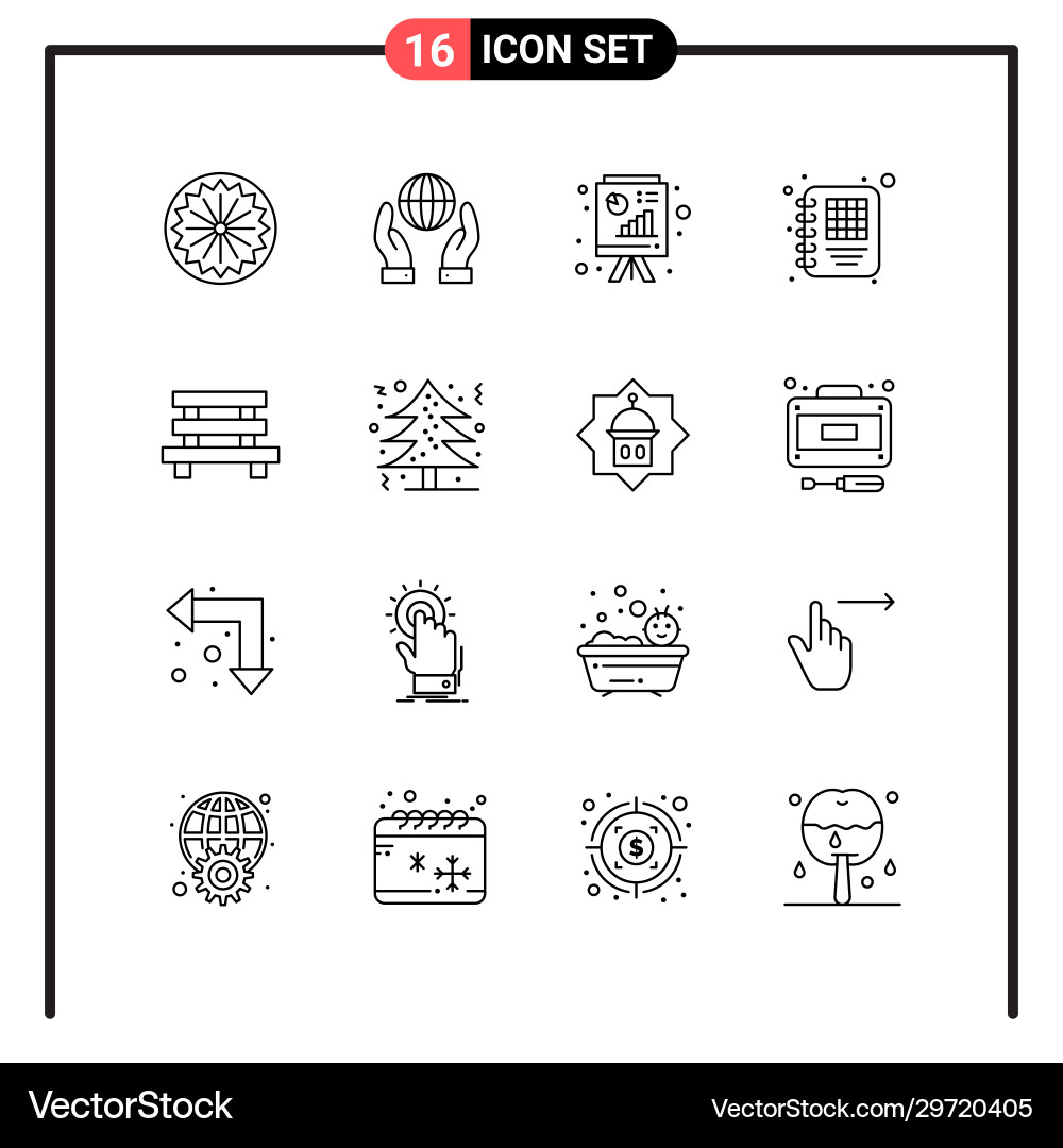 Set 16 line style icons for web and mobile Set 16 line style icons for web and mobile vector image