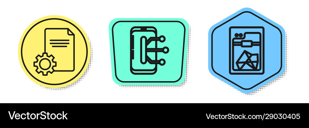 Set line file document smartphone mobile phone Set line file document smartphone mobile phone vector image