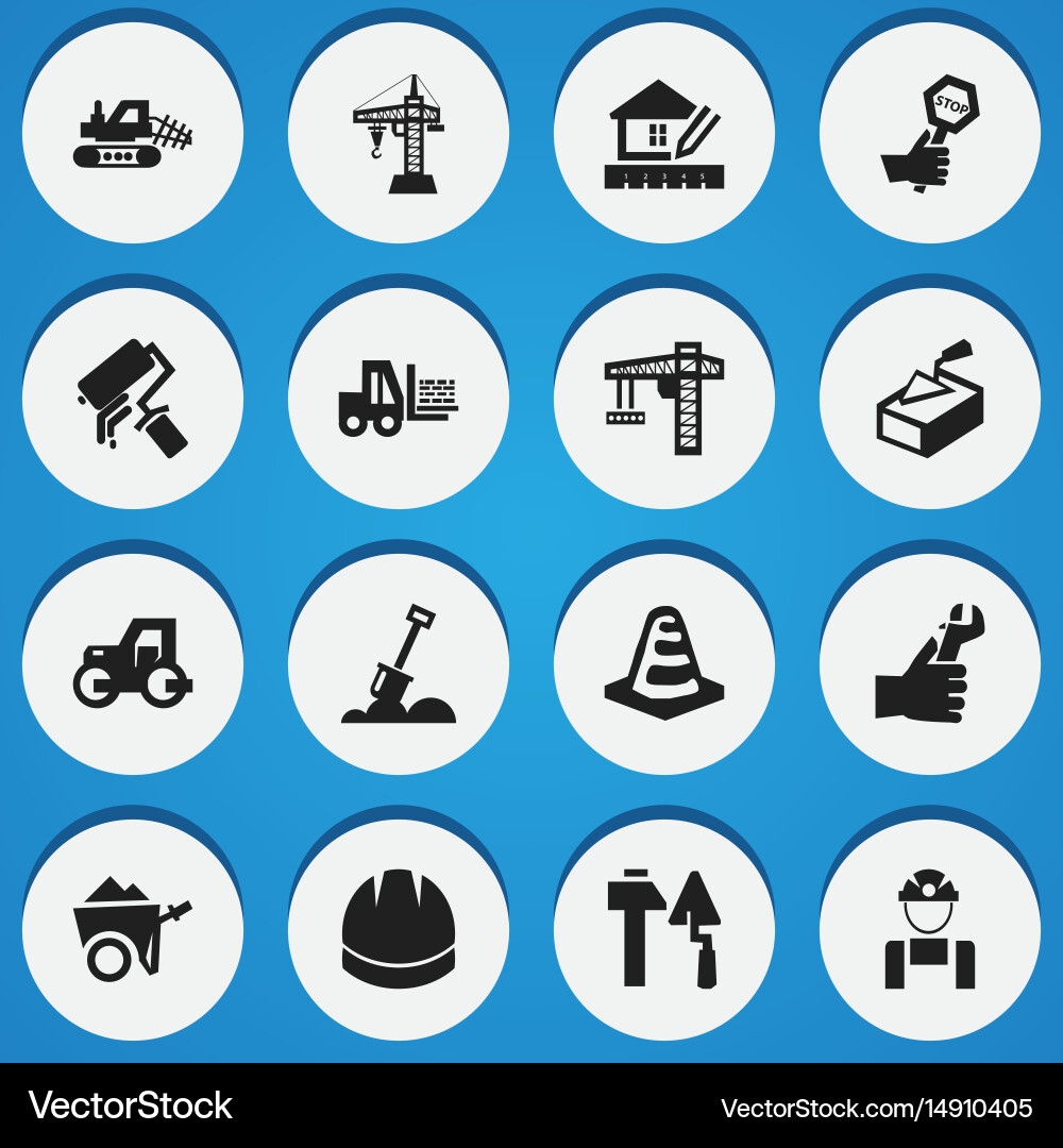 Set of 16 editable structure icons includes vector image