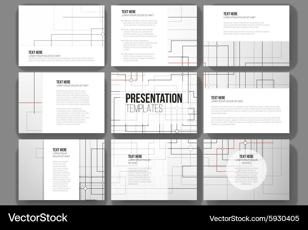 Set of 9 templates for presentation slides vector image
