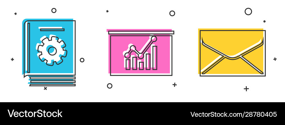 Set user manual board with graph chart Set user manual board with graph chart vector image
