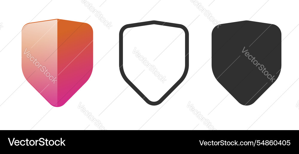 Shield secure icon badge simple graphic set red Shield secure icon badge simple graphic set red vector image