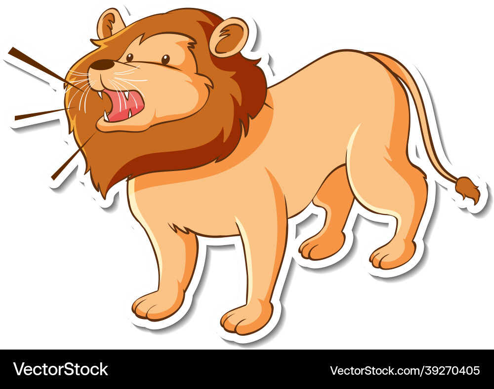 Sticker design with lion roar isolated Sticker design with lion roar isolated vector image