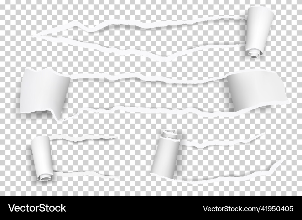 Torn paper ripped sheets curl elements Vector Image