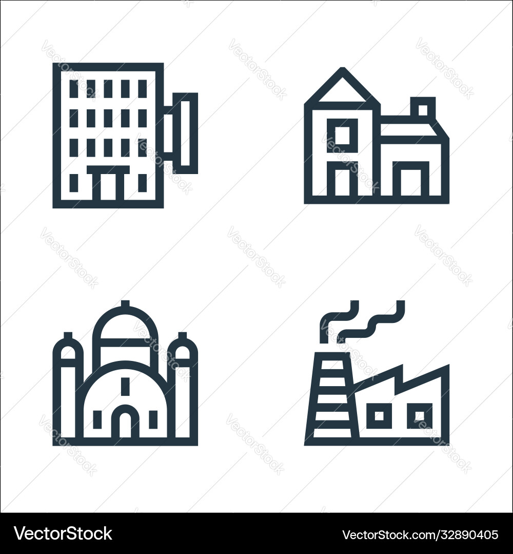 Urban building line icons linear set quality Urban building line icons linear set quality vector image