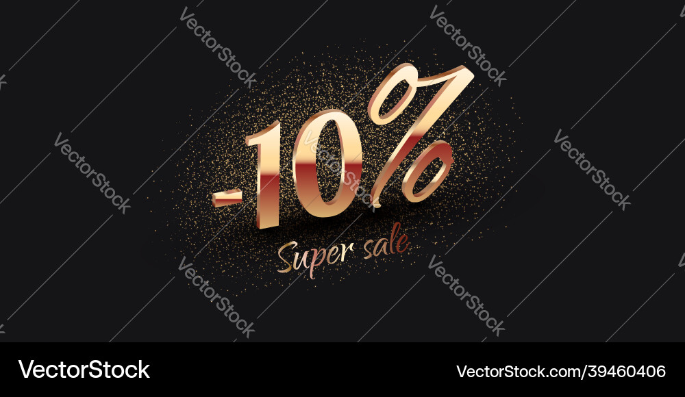 10 Prozent Salling Hintergrund mit goldenem glänzenden 10 Prozent Salling Hintergrund mit goldenem glänzenden vektorbild