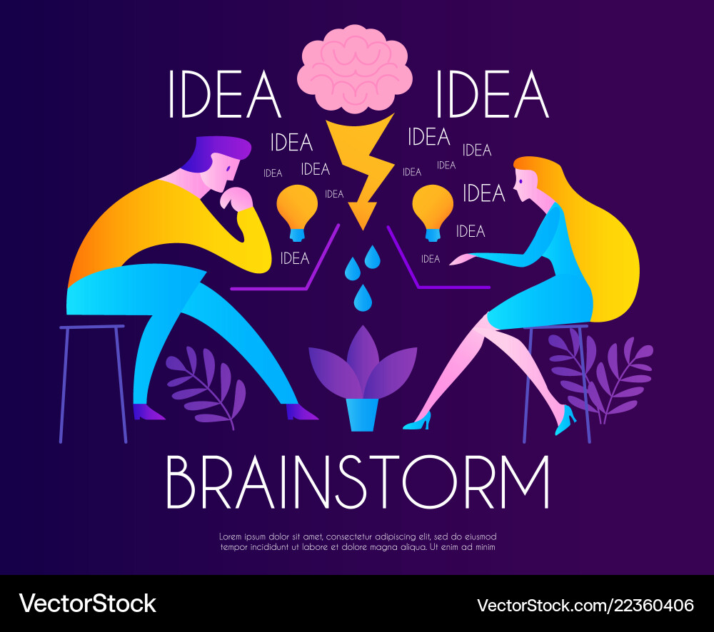 Brainstorm team working creating idea man Brainstorm team working creating idea man vector image