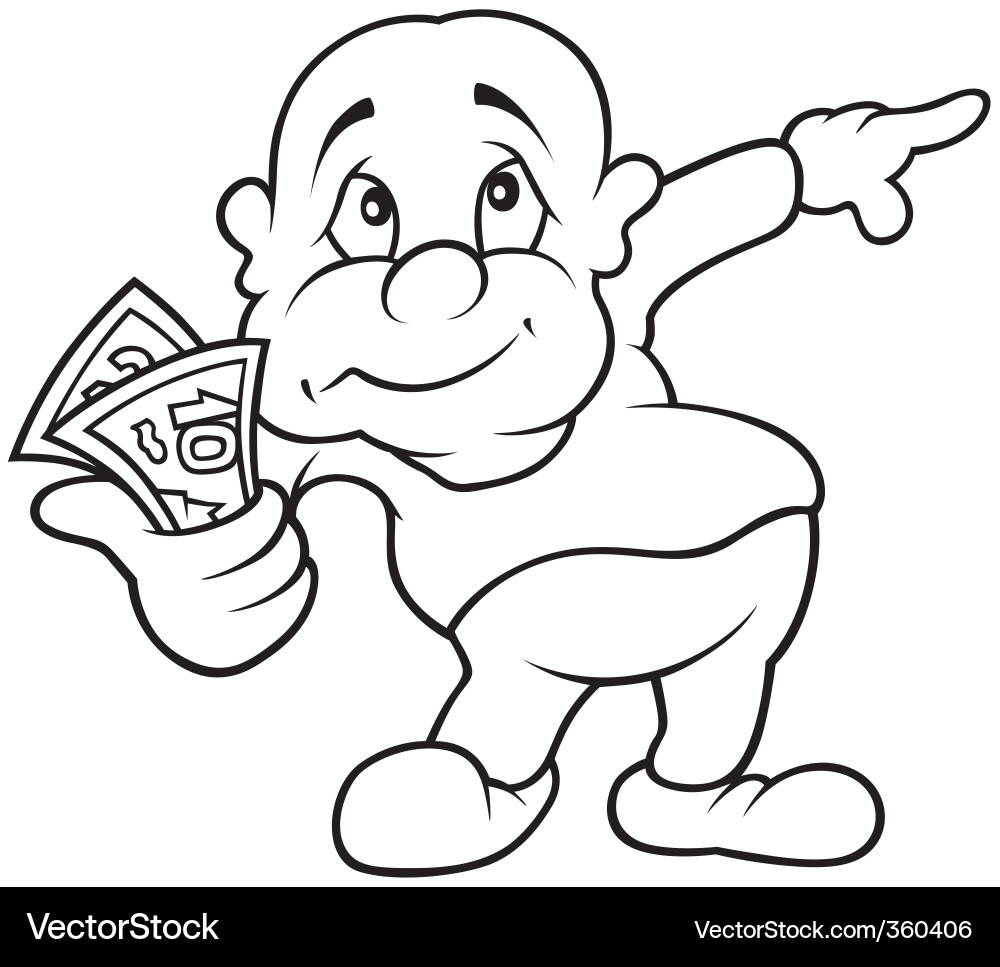 Cheerful Character Holding Money Vector Image