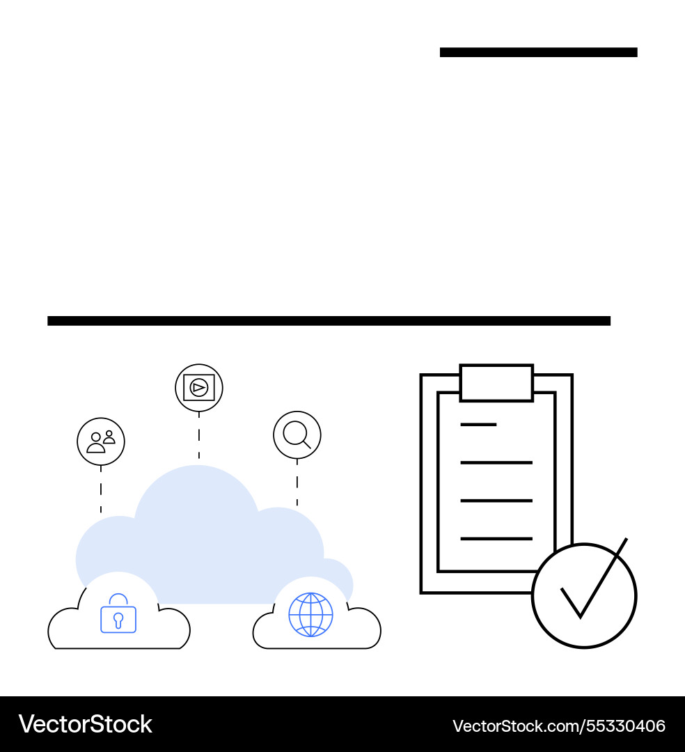 Cloud data management with secure access Cloud data management with secure access vector image