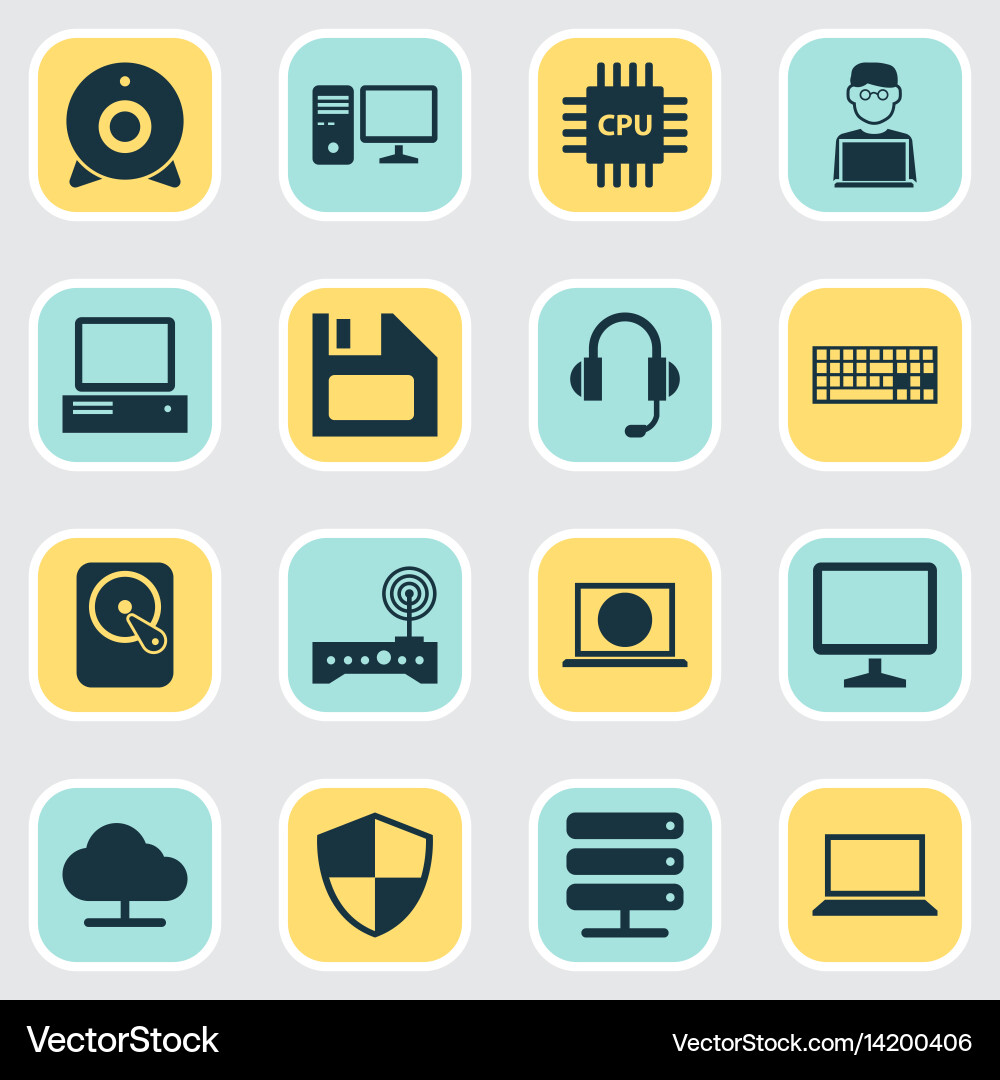 Computer icons set collection of broadcast Vector Image