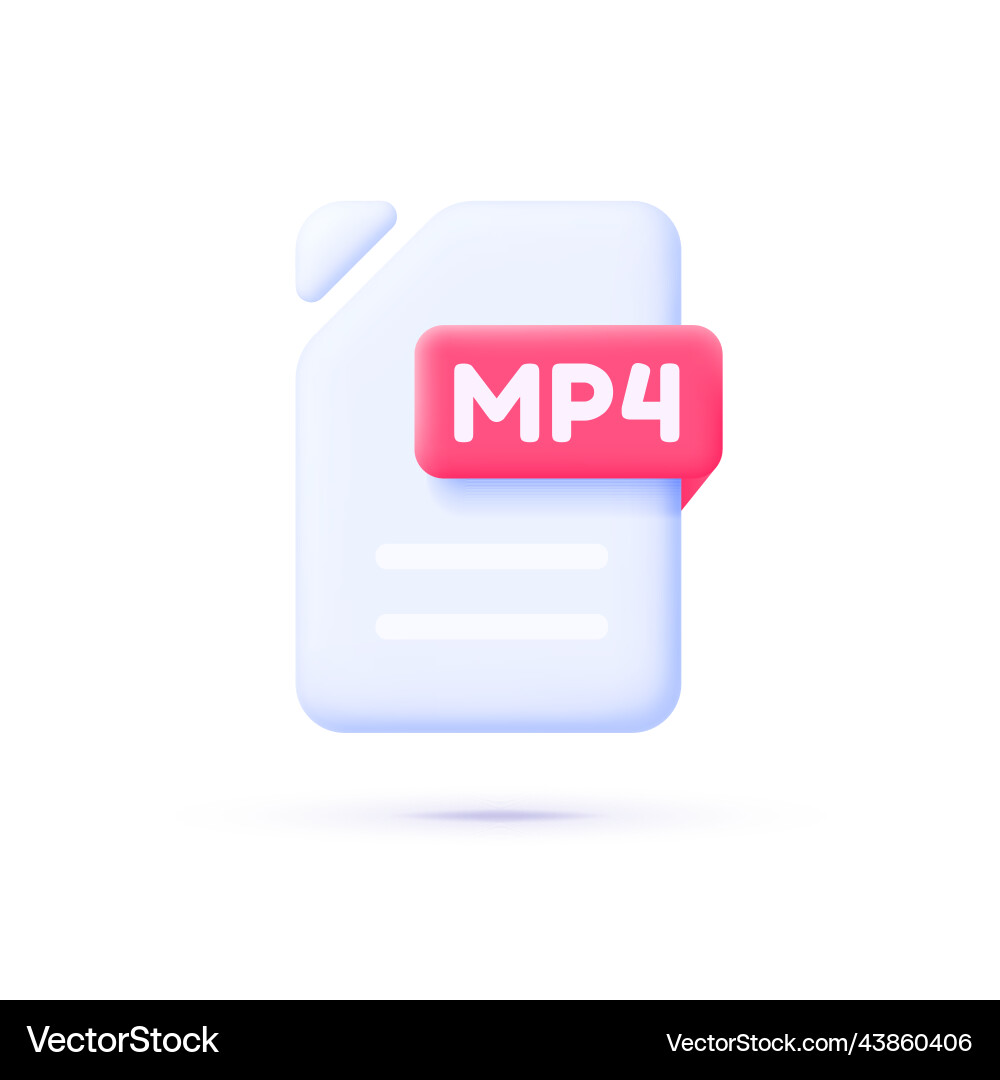 Flat 3d icon with mp4 file on white background Flat 3d icon with mp4 file on white background vector image