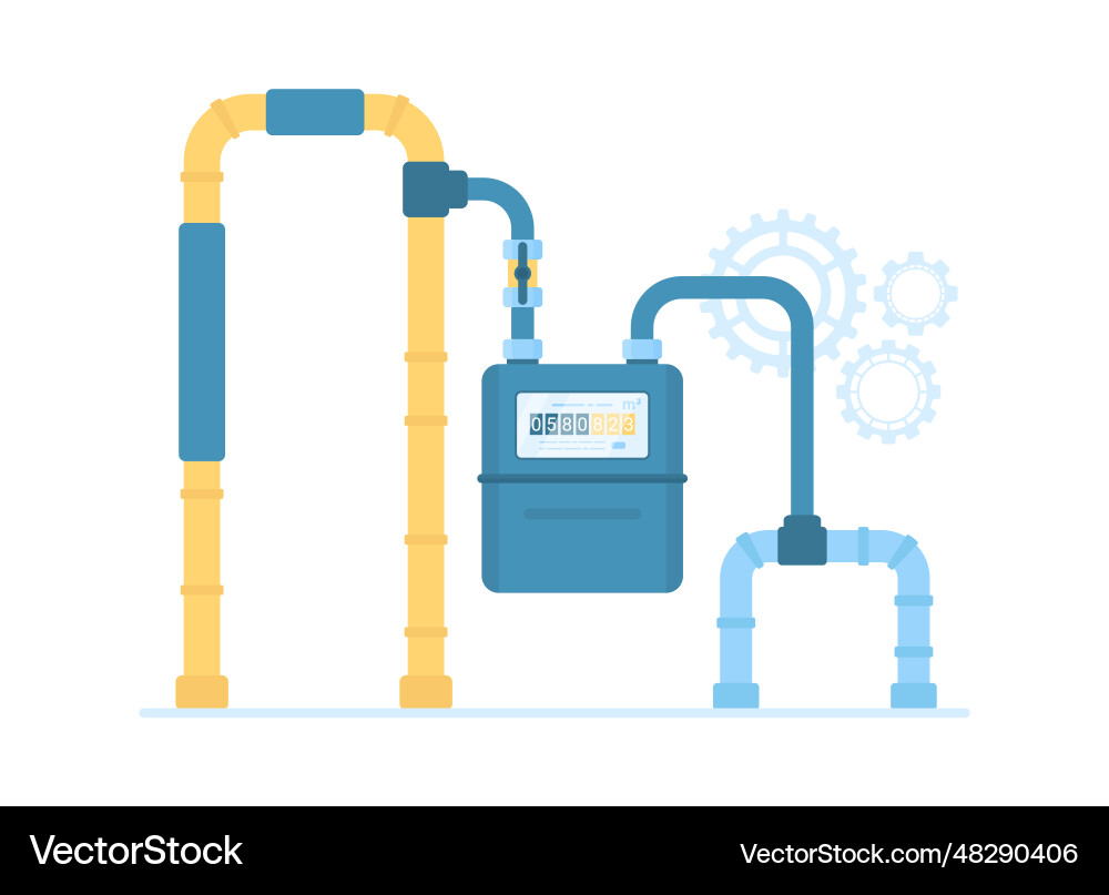 Gas meter on pipe infographic circuit scheme Gas meter on pipe infographic circuit scheme vector image