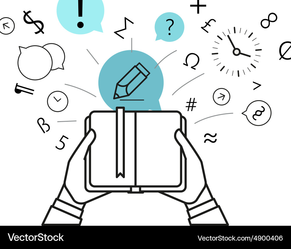 Getting information via book Vector Image