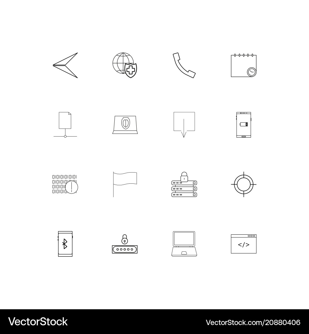Internet technologies linear thin icons set vector image