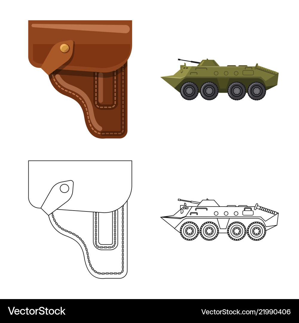 Isolated object of weapon and gun icon collection vector image