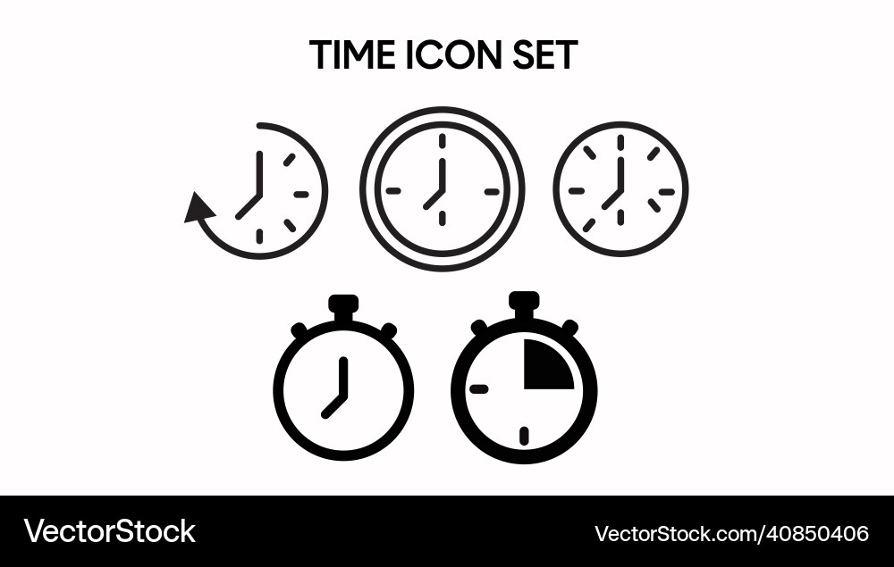 Isolated time and clock line icons Vector Image