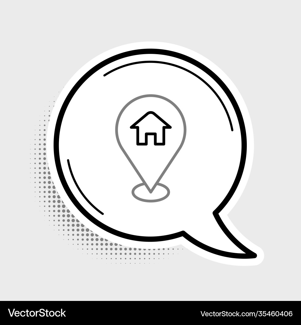 Line map pointer with house icon isolated on grey Line map pointer with house icon isolated on grey vector image