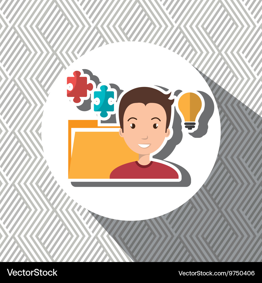 Man with files isolated icon design vector image