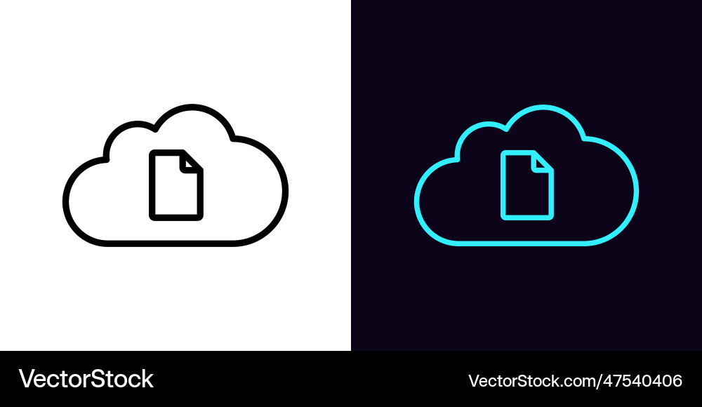 Outline file cloud icon with editable stroke Outline file cloud icon with editable stroke vector image