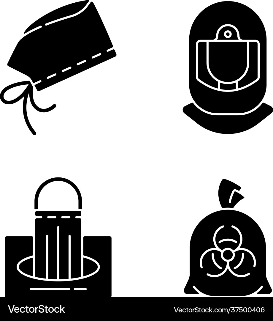 Personal protective equipment black glyph icons Personal protective equipment black glyph icons vector image