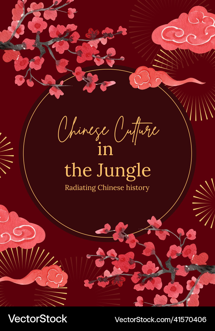 Poster template with chinese woman and tiger Poster template with chinese woman and tiger vector image