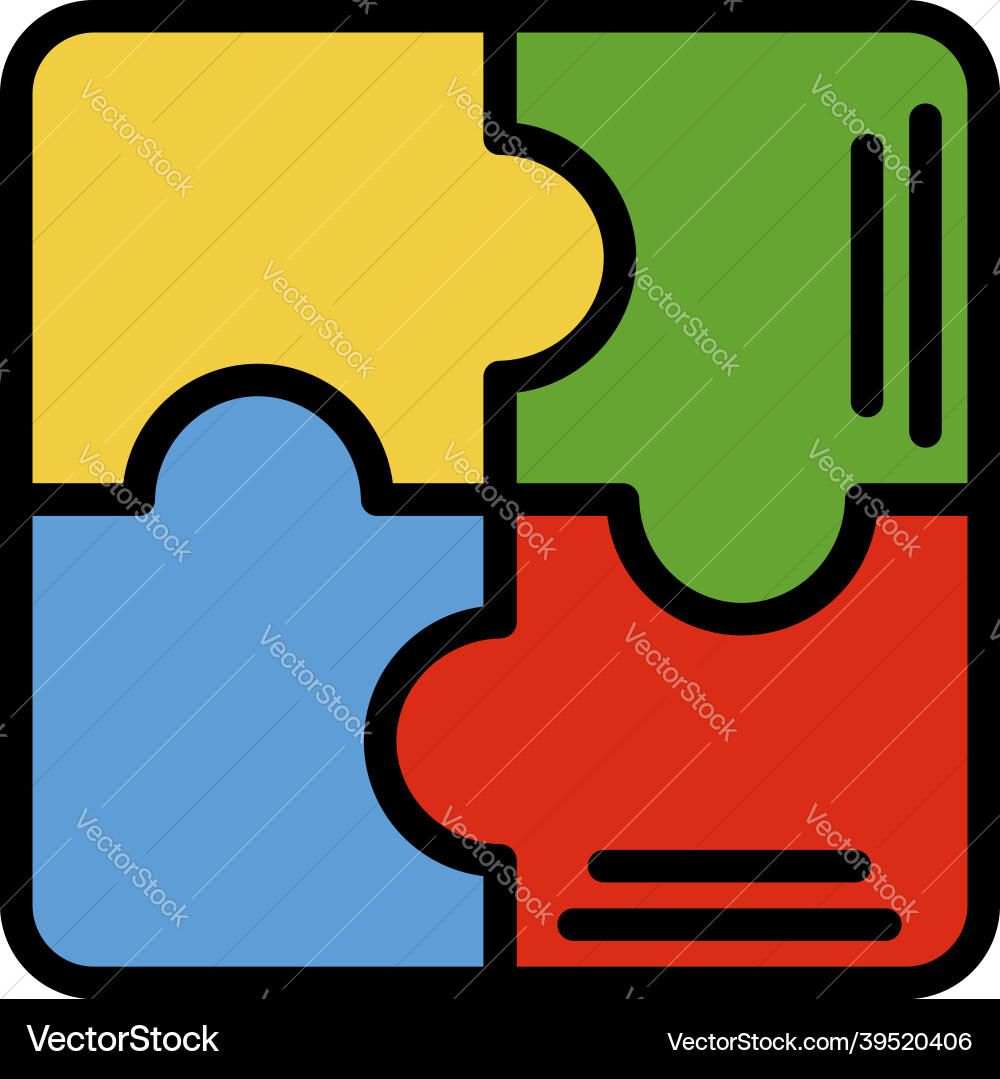 Puzzle Icon - Color Outline vector image