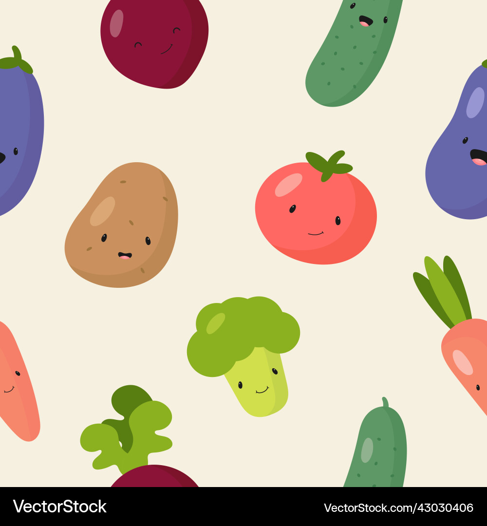 Seamless pattern with funny vegetables characters Seamless pattern with funny vegetables characters vector image