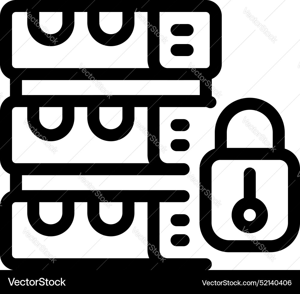 Secure data storage icon depicting server security Secure data storage icon depicting server security vector image