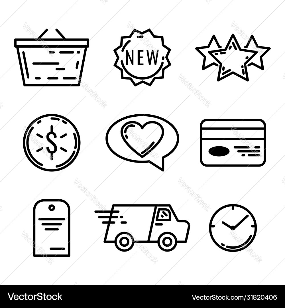 Set 9 e-commerce and shopping web icons in line Set 9 e-commerce and shopping web icons in line vector image