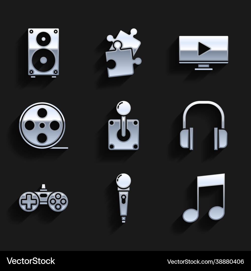 Set joystick for arcade machine microphone music Set joystick for arcade machine microphone music vector image